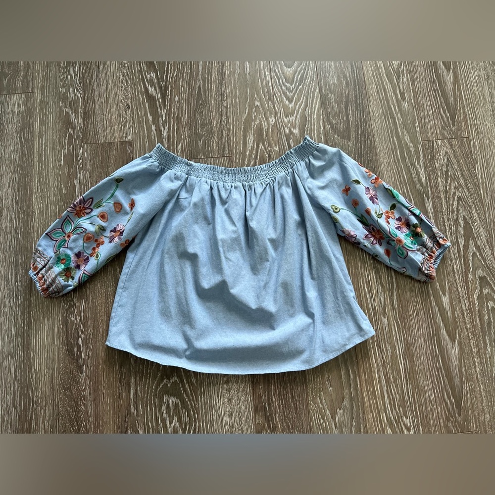 Q&A Off-shoulder Denim Top